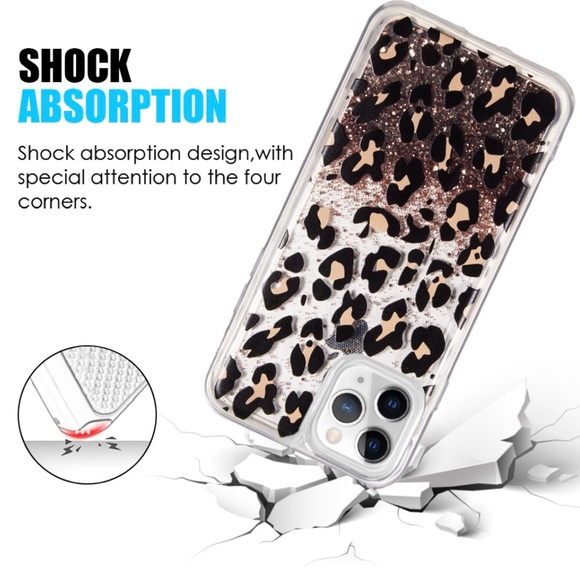 Leopard Glitter Waterfall Case iPhone 14 Pro Max - Picture 3 of 6